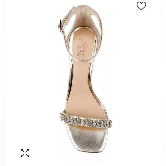 Jewel Badgely Mischka Angel Gold Metallic Jeweled Sandals Size 6.5 New in box - Picture 4 of 10